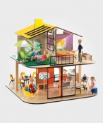 Djeco Color House Nukkekoti